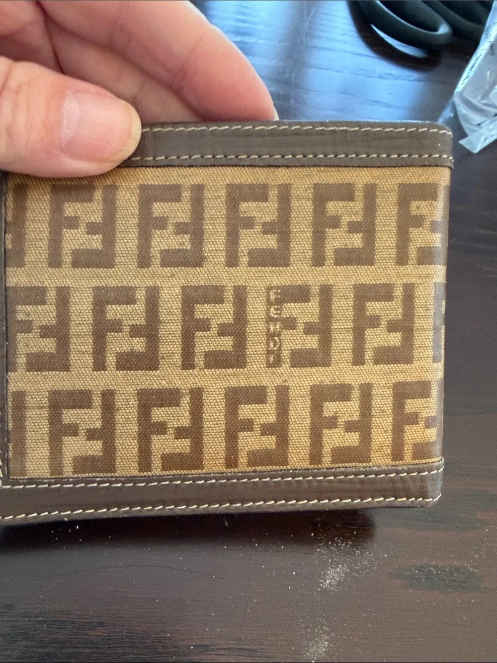 FENDI Brown Monogram Canvas Wallet - Slim Bi-Fold